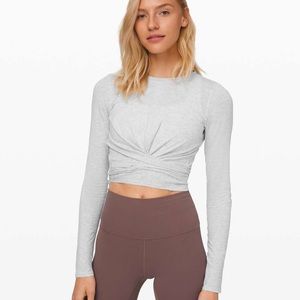 LULULEMON TIME TO RESTORE LONG SLEEVE HEATHER GRAY